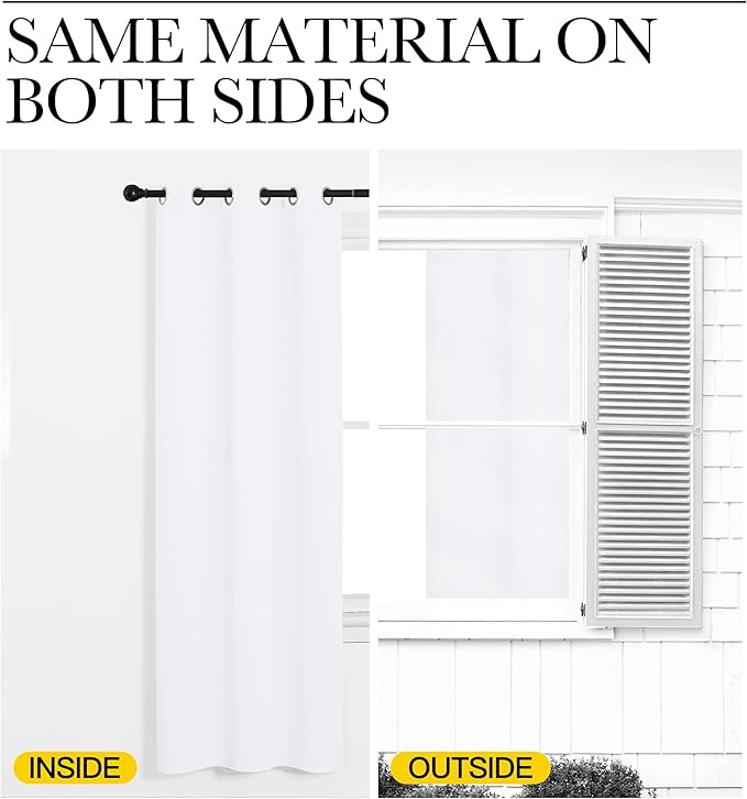 NICETOWN White Lightweight Fabric Curtain Panels, 48 inch Length, Non-Blackout Window Drapes for Bedroom & Dining Room (Set of 2, 42" W x 48" L)