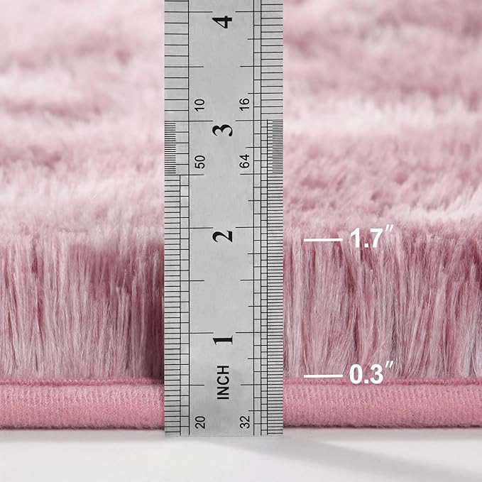 Deerhoo Shag Area Rug, 4 X 6 Tie-Dyed Plush Fuzzy Rugs for Living Room, Ultra Soft Fluffy Furry Rug for Bedroom, Indoor Carpet Nursery Rugs for Kids Room Home Decor, Pink Purple
