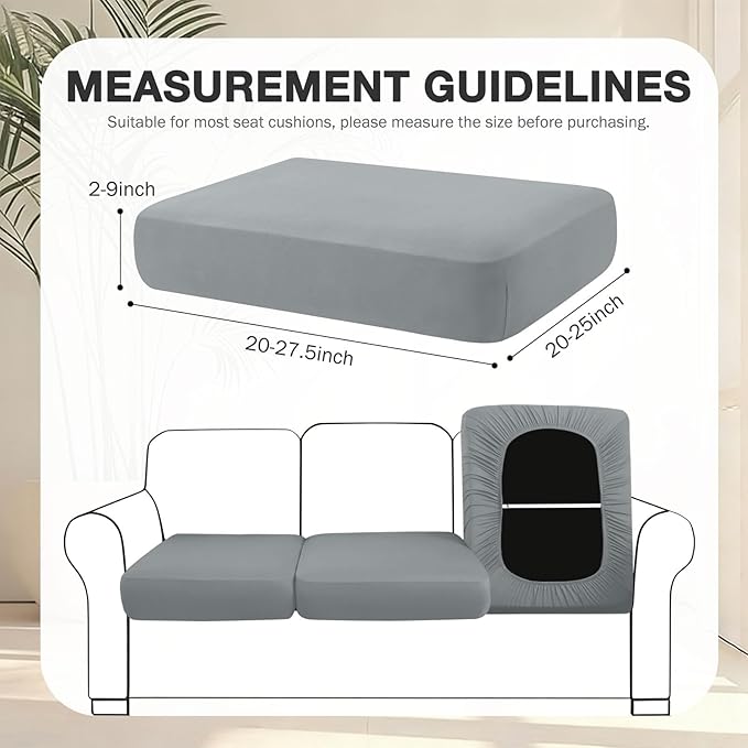 hyha 12Pcs Patio Cushion Covers, Stretch Outdoor Couch Cushion Covers Replacement, Washable Outdoor Chair/Sofa Slipcovers for Patio Furniture Cushions Protector with Elastic Bottom(Gray,Cover Only)