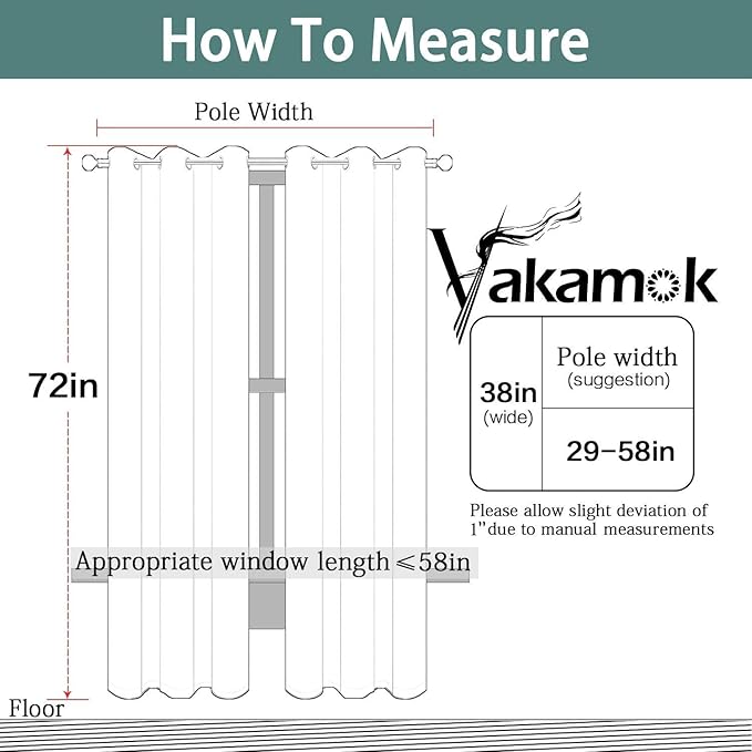 Yakamok Blackout Curtains Room Darkening Thermal Insulated with Grommet Window Curtain for Bedroom, 38Wx72L inch, Sage Green, 2 Panels