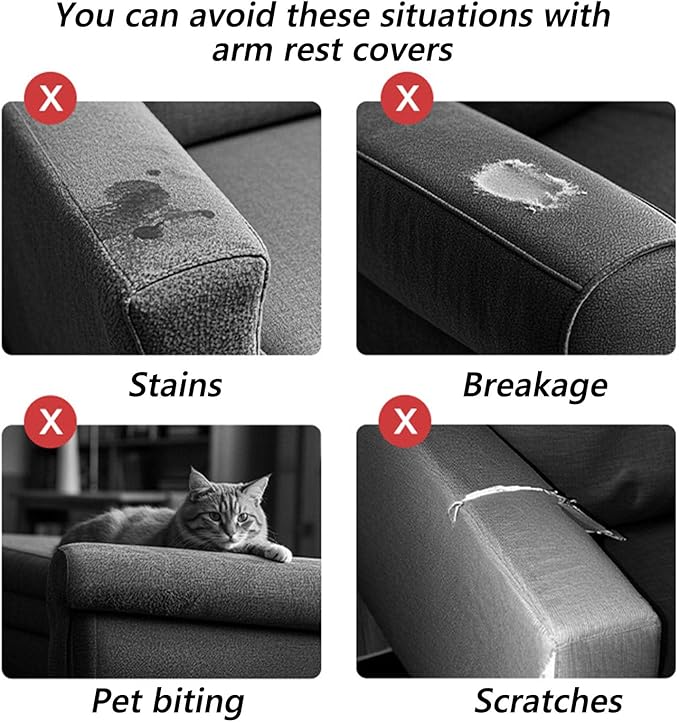 Soothing Home Sofa Covers, Sofa Hero Covers, Wear-Resistant Universal Couch Covers Washable Stretch Sectional Couch Cushion Covers (Metal Grey,Arm Rest Covers 2pcs)