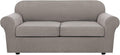H.VERSAILTEX 3 Piece Stretch Sofa Covers for 2 Cushion Sofa Couch Covers for Living Room Sofa Slipcovers (Base Cover Plus 2 Seat Cushion Covers) Thicker Jacquard Fabric(Large Sofa, Taupe)