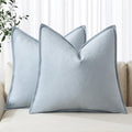 MIULEE Decorative Linen Euro Sham Pillow Covers 22x22 Inch Light Blue Boho Farmhouse Neutral Couch Throw Pillows for Bed Pack of 2 Accent Coastal Modern Pillowcase Summer Sofa Livingroom Home Decor