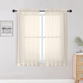 OWENIE Sheer Curtains 54 inches Long 2 Panles for Living Room Bedroom Small Windowm, Rod Pocket Light Filtering Voile Sheers Drapes, 42" W x 54" L, Cream