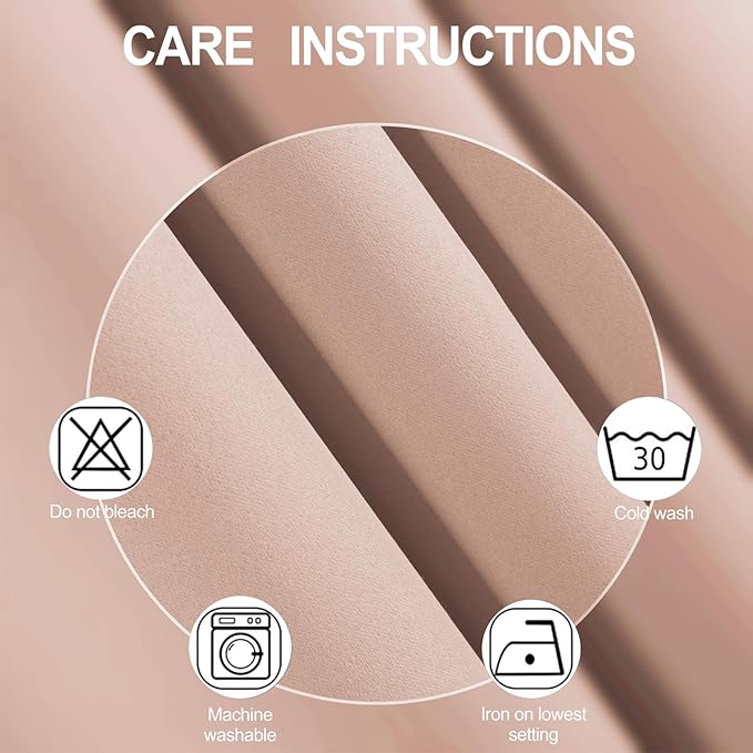 LEMOMO Blackout Curtains 42 x 63 inch/Blush Curtains Set of 2 Panels/Thermal Insulated Room Darkening Bedroom Curtains