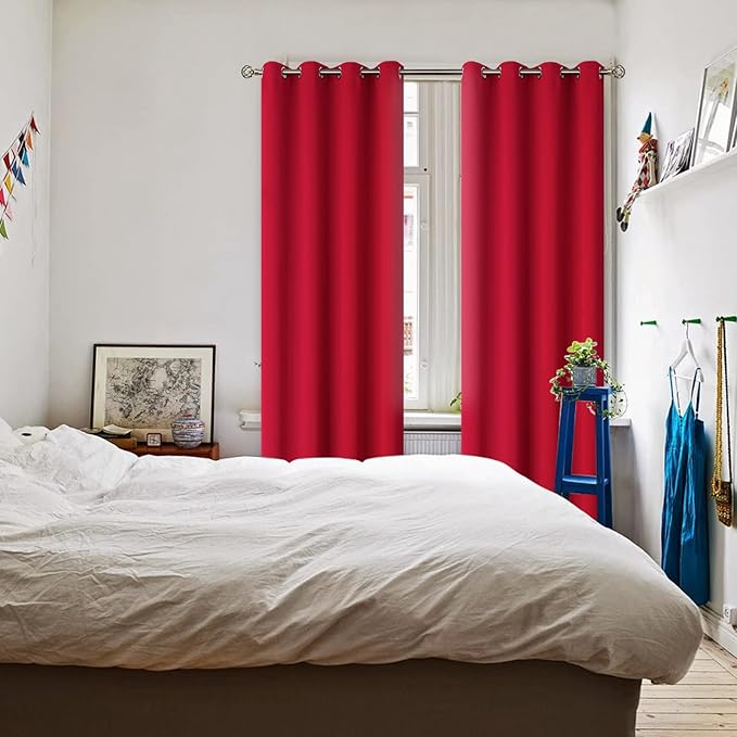 BGment Room Darkening Curtains 95 Inches Long - Grommet Thermal Insulated Drapes Window Treatment Curtains for Bedroom, 2 Panels, 52 x 95 Inch, Red