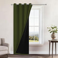 Yakamok 100% Blackout Curtains 96 Inches Long, 2 Thick Layers Heat and Full Light Blocking Soft Thermal Insulated Drapes for Bedroom(52" Wide Each Panel, Olive Green, 1 Panel)
