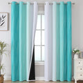 Estelar Textiler Full Room Darkening Greyish White and Teal Blackout Curtains 96 Inch Length 2 Panels Set, Ombre Thermal Insulated Full Light Blocking Grommet Gray Blackout Drapes for Bedroom, 52Wx96L