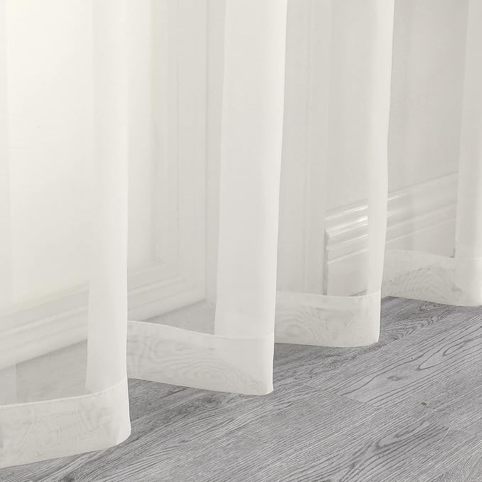 OWENIE Extra Long Sheer Curtains 120 Inches Long, Sheer Curtain, Voile Rod Pocket Panels for Bedroom and Living Room (42 x 120 inches Long, Set of 2, Ivory)