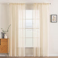 MIULEE 2 Panels Solid Color Sheer Window Curtains Elegant Window Voile Panels/Drapes/Treatment for Bedroom Living Room (54 X 108 Inches Cream Beige)