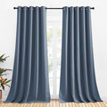 NICETOWN Thermal Insulated Curtains Blackout Draperies, Window Treatment Solid Grommet Room Darkening Drape Panels for Bedroom (Stone Blue, Set of 2, 70 by 95 inches Long)