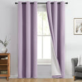 Yakamok 100% Blackout Curtain Panels 84 inches Cold and Light Blocking Drapes for Nursery, 2 Thick Layers Thermal Insulated Draperies (2 Pieces, 40 Wide Each Panel, Lilac Front with White Backing)