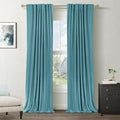 100% Blackout Shield Linen Blackout Curtains for Bedroom 108 Inches Long, Back Tab/Rod Pocket Living Room Drapes, Thermal Insulated Blackout Curtains 2 Panels Set, 50" W x 108" L, Dark Cyan