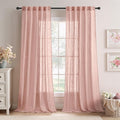 MIULEE Blush Pink Linen Curtains 84 Inches Long 2 Panels for Girls Bedroom Nursery, Soft Thick Linen Textured Window Drapes Semi Sheer Light Filtering Back Tab for Kids Living Room Light Pink Decor