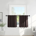 PONY DANCE Small Blackout Curtains for Kitchen Windows, Short Drapes for Bathroom, Thermal Insulated Window Curtains Tiers for Basement, W 29 x L 36, Brown, 1 Pair