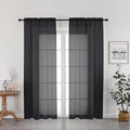 OWENIE Black Sheer Curtains, Sheer Curtains 78 inch Length 2 Panels Set, Rod Pocket Voile Fimly Sheer Drapes for Living Room/Bedroom, 2pcs, Each 42" W x 78" L, Black