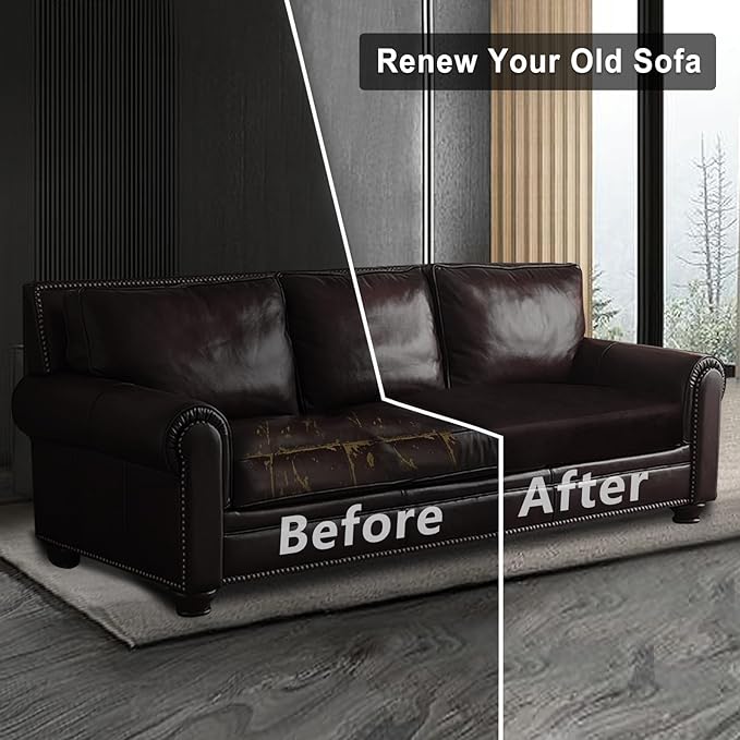 Leather Look Couch Cushion Covers Sofa Seat Slipcovers Sets Couches Furniture Protector for Sectional Armchair Loveseat Pets Kids Stretch Spandex Fabric (2 Cushion Sofa, Chocolate)