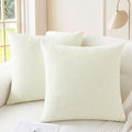 CaliTime Throw Pillow Covers Decorative 22 X 22 Inches Pack of 2 Cozy Chenille Cushion Cases for Couch Sofa Bed Living Room Home Cream