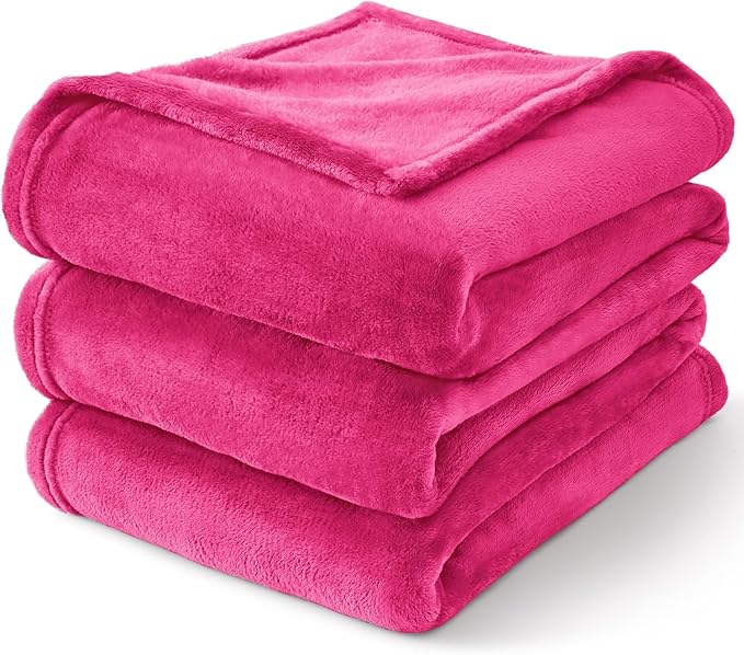 BEDELITE Fleece Blanket Hot Pink Valentines Throw Blanket for Couch & Bed, Luxury Plush Cozy Fuzzy Blanket 50" x 70", Super Soft Warm Lightweight Fall Throw Blanket for Travel Camping