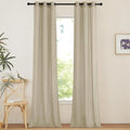 NICETOWN Linen Curtains 96 inches Long for Living Room, Grommet Semi Sheer Drapes Linen Weave Window Treatments Privacy Added with Light Filtering for Bedroom, Angora, W34 x L96, 2 Panels