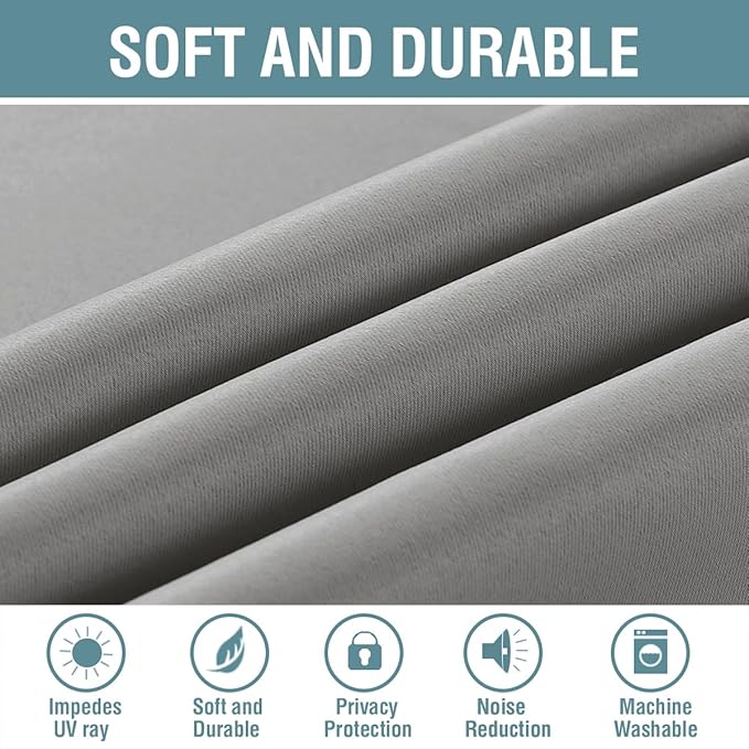 H.VERSAILTEX Blackout Curtain for Living Room Small Window Kitchen Blackout Curtains 45 inch Length Energy Saving Solid Grommet Blackout Drape, One Panel, Dove Gray, 52" W x 45" L