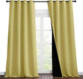 NICETOWN 100% Blackout Blinds, Set of 2, 52 inches x 120 inches, Laundry Room Decor Window Treatment Curtains for Large Patio Sliding Door, Thermal Insulated Paler Yellow Curtains for Bedroom