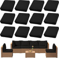 12Pcs Outdoor Cushion Covers, Patio Cushion Covers,Stretch Elastic Slipcovers, Replacement Washable & Reusable Furniture Protector for Patio Couch (Black,Cover Only)
