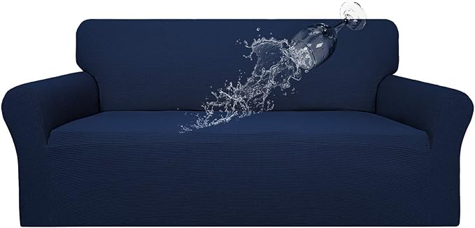 Easy-Going 100% Waterproof Couch Cover, Dual Waterproof Sofa Cover, Stretch Jacquard Sofa Slipcover, Leakproof Furniture Protector for Kids, Pets, Dog and Cat (Sofa, Navy)