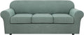 H.VERSAILTEX 4 Piece Stretch Sofa Covers for 3 Cushion Couch Covers for Living Room Furniture Slipcovers (Base Cover Plus 3 Seat Cushion Covers) Upgraded Thicker Jacquard Fabric (Sofa, Sage)