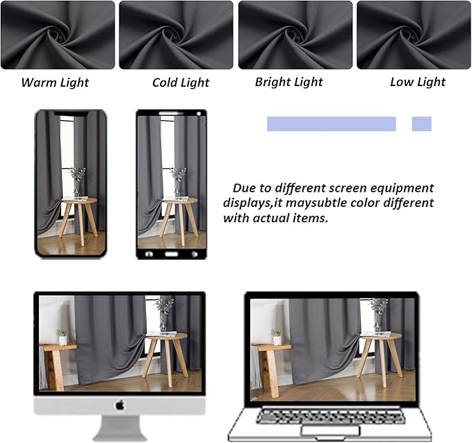 Simplebrand Grey Blackout Curtains for Bedroom 102 Inches Long 2 Panels, Solid Thermal Insulated, Energy Saving Living Room Window Treatment Curtains Blackout Drapes, W50 x L102 Inch, Grey