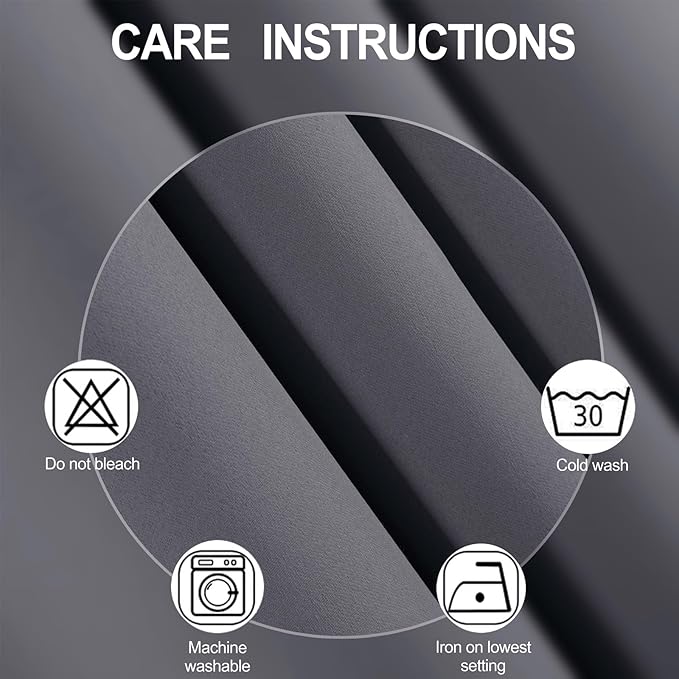 LEMOMO Blackout Curtains 66 x 72 Inch Long Grey Curtains Set of 2 Panels Room Darkening Curtains for Bedroom and Living Room