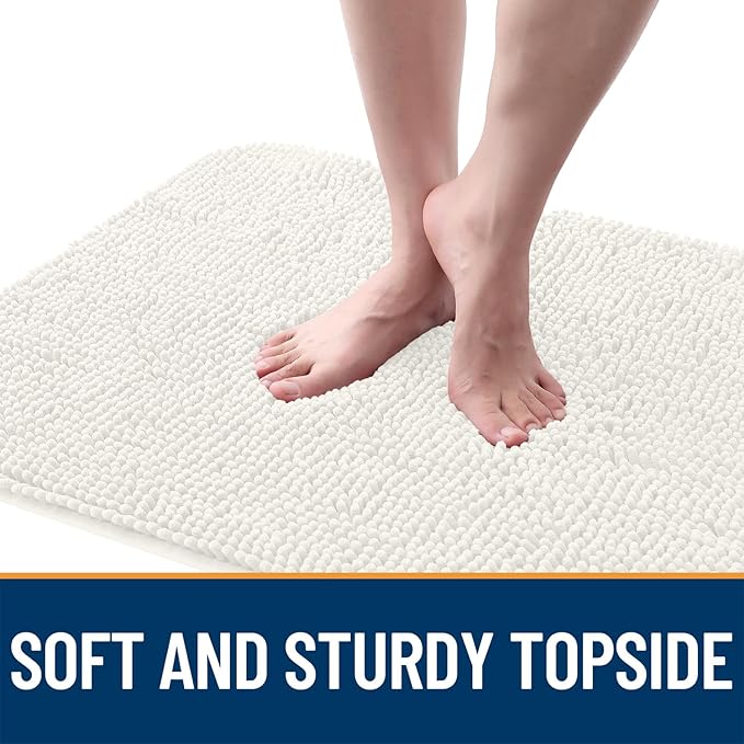 OLANLY Dog Door Mat for Muddy Paws 70x24, Absorbs Moisture and Dirt, Absorbent Non-Slip Washable Doormat, Quick Dry Chenille Mud Mat for Dogs, Entry Indoor Entryway Carpet for Inside Floor, Ivory