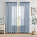 MIULEE 2 Panels Solid Color Sheer Window Curtains Elegant Window Voile Panels/Drapes/Treatment for Bedroom Living Room (54X96 Inches Dusty Blue)