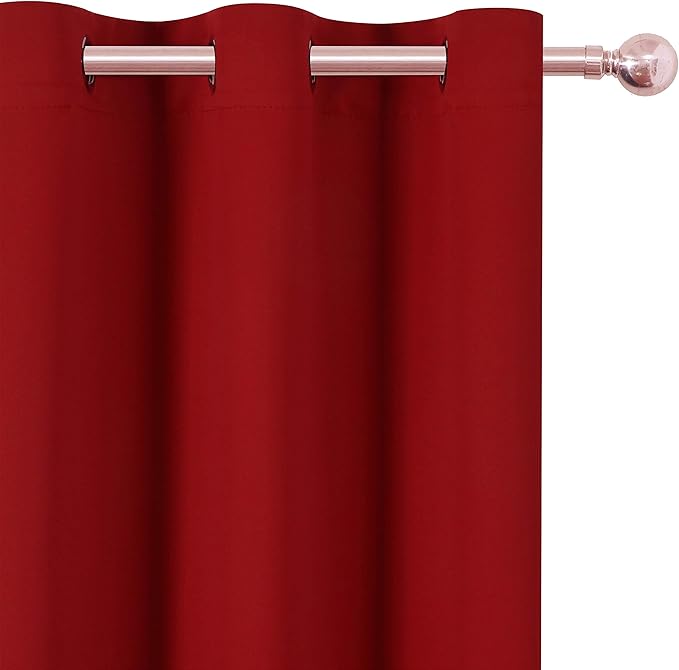 LEMOMO Red Blackout Curtains 34 x 84 Inch Length/Set of 2 Curtain Panels/Thermal Insulated Room Darkening Blackout Curtains for Bedroom