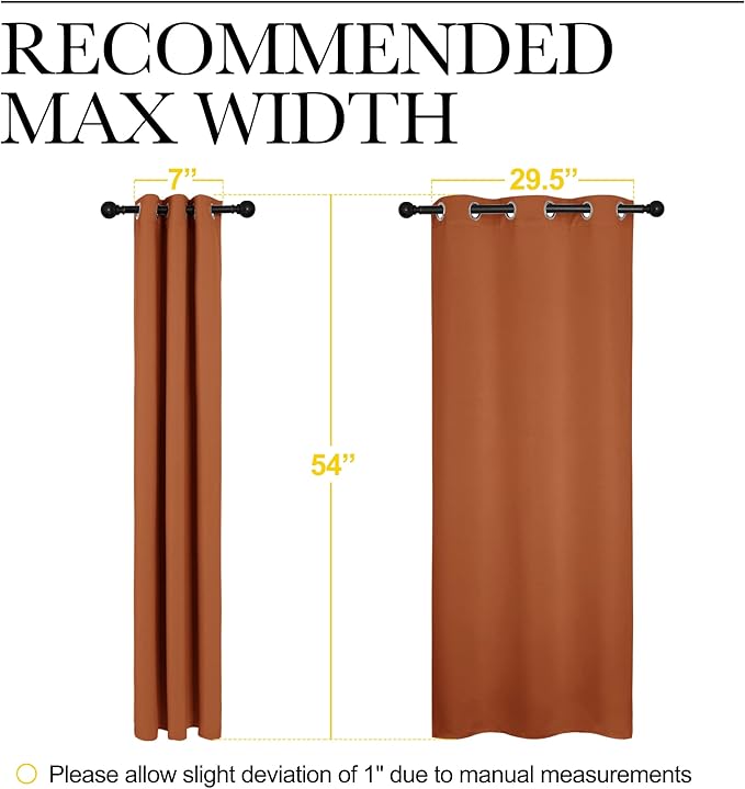 NICETOWN Blackout Halloween Draperies Curtains for Girls Room, Nursery Essential Thermal Insulated Grommet Top Blackout Panels (Burnt Orange, 1 Pair, 34 x 54 inches)