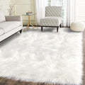 Latepis High Pile Faux Fur Area Rug, 5 x 8 ft, White, Fluffy Rug for Bedroom, Living Room, Playroom, Nursery