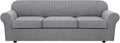 H.VERSAILTEX 4 Piece Stretch Sofa Covers for 3 Cushion Couch Covers for Living Room Furniture Slipcovers (Base Cover Plus 3 Seat Cushion Covers) Upgraded Thicker Jacquard Fabric (XL Sofa, Dove)
