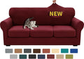 XINEAGE 2026 New 4 Pieces Couch Covers for 3 Cushion Couch Super Stretch Thick Soft Sofa Cover Anti Slip Sofa Slipcover Dogs Cats Furniture Protector (Wine Red, 71"-91")