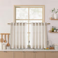 Nanspring 30 Inch Long Beige Curtains for Kitchen Linen Blend Farmhouse Decor Semi Sheer Light Filtering Back Tab and Rod Pocket Short Curtain for Bathroom Small Window 30 x 30 Inch, 2 Panels