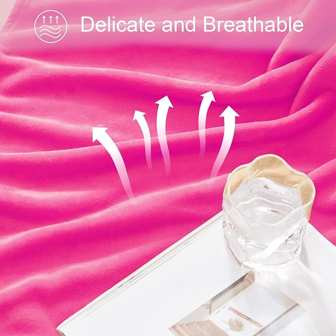 Exclusivo Mezcla Fleece Throw XL Blanket for Couch, Sofa, Super Soft and Warm Hot Pink Blankets, All Season, Cozy, Plush, Lightweight, 50x70 Inches