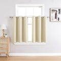 ChrisDowa Small Window Curtains for Kitchen and Bedroom - Grommet Short Thermal Insulated Room Darkening Curtains (2 Panels, Beige, 36 x 24 Inch)