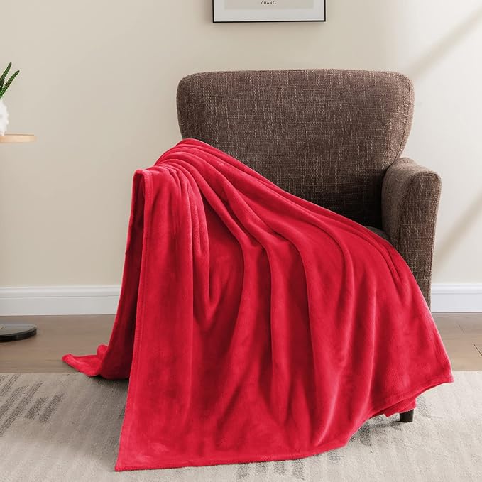 BEDELITE Fleece Blanket Red Throw Blanket for Couch & Bed, Luxury Plush Cozy Fuzzy Blanket 50" x 60", Super Soft Warm Lightweight Throw Blanket for Travel Camping