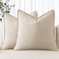 MIULEE Decorative Linen Euro Sham Pillow Covers 22x22 Inch Natural Beige Boho Farmhouse Neutral Couch Throw Pillows for Bed Pack of 2 Accent Modern Pillowcase Sofa Livingroom Home Decor