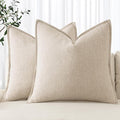 MIULEE Decorative Linen Euro Sham Pillow Covers 28x28 Inch Natural Beige Boho FarmhouseNeutral Couch Throw Pillows for Bed Pack of 2 Accent Modern Pillowcase Sofa Livingroom Home Decor
