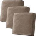 H.VERSAILTEX Velvet Stretch Couch Cushion Cover Plush Cushion Slipcover for Chair Loveseat Sofa Cushion Furniture Protector Seat Cushion Sofa Cover (3 Piece XL Sofa Cushion Covers, Mocha)