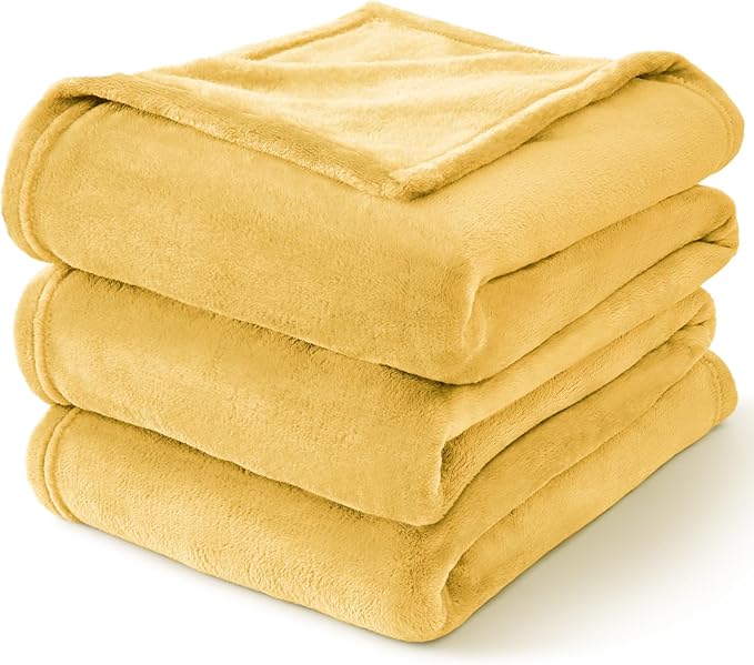 BEDELITE Fleece Blanket Cream Yellow Throw Blankets for Couch & Bed, Luxury Plush Cozy Fuzzy Blanket 50" x 60", Super Soft Warm Lightweight Throw Blanket for Travel Camping