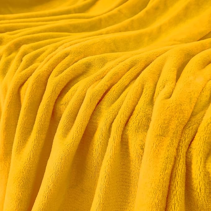 JIAHANNHA Mustard Yellow Throw Blanket Fleece Blanket 60"x80",Super Soft Cozy Plush Throw Blanket for Couch Sofa Bed,Warm and Lightweight Velvet Bed Blankets for Adults