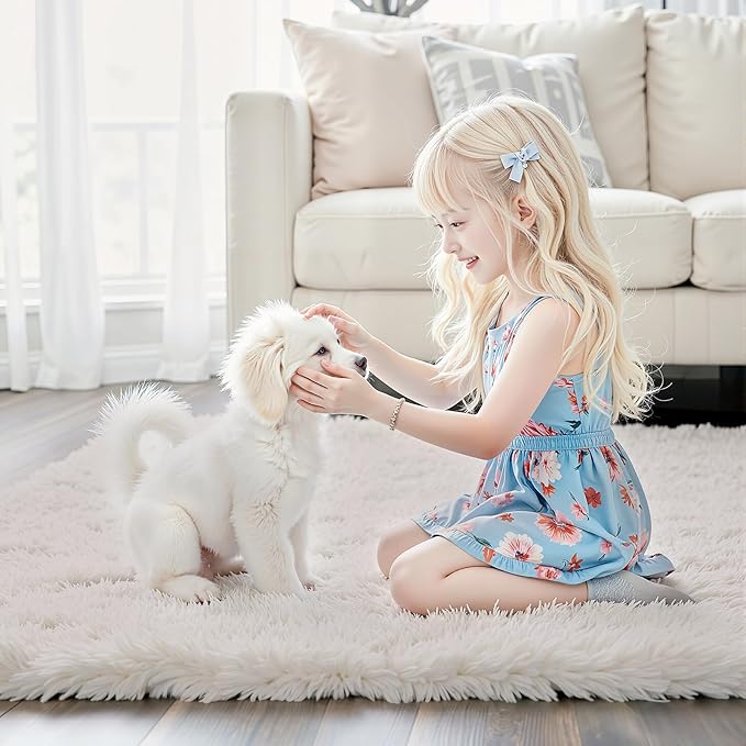 Rugs for Living Room 5x8, Alfombras para Salas Shag Large Plush Soft Area Rug, Shaggy Carpets for Bedroom, Kids Boys Girls Home Decor Aesthetic(Cream, 5 x 8)
