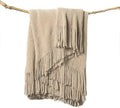 lifein Throw Blanket for Couch, Soft Boho Decor Bed Throw,Cozy Beige Knitted Chenille Small Farmhouse Lightweight Throw (Beige,60 * 80")