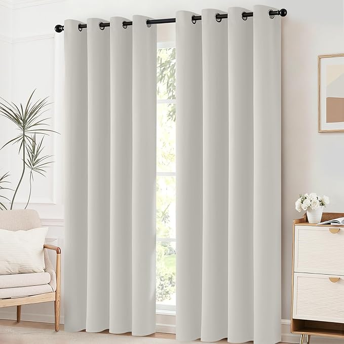 Yakamok Blackout Curtains Room Darkening Thermal Insulated Grommet top Window Curtains for Living Room, 52 x 54 Inch, Light Beige, 2 Panels
